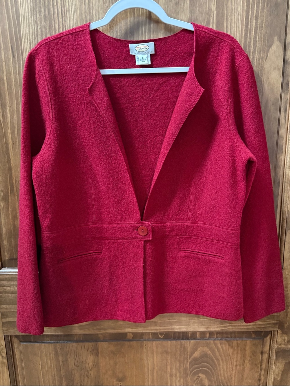 Talbots Red wool jacket, single button size L petite, EUC